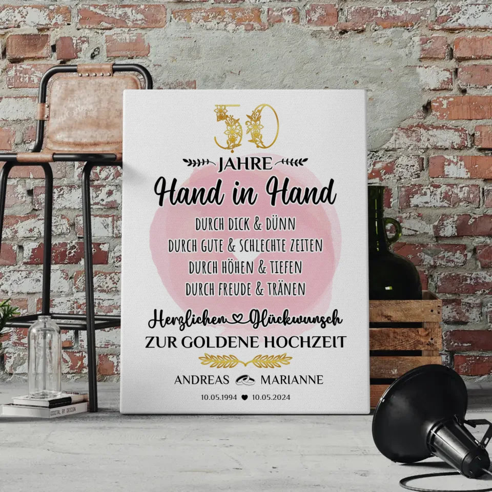 Personalisierte Leinwand Geschenk 50 Hochzeitstag Goldene Hochzeit 4