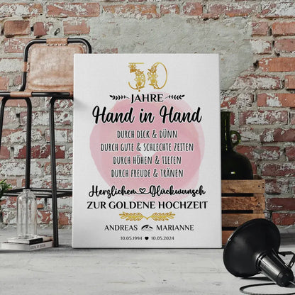 Personalisierte Leinwand Geschenk 50 Hochzeitstag Goldene Hochzeit 4