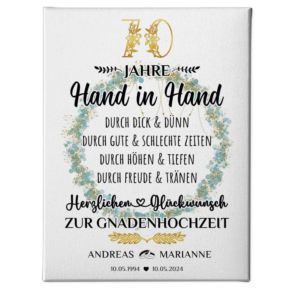 Personalisierte Leinwand Geschenk zur Gnadenhochzeit 70 Hochzeitstag 1