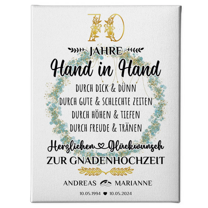 Personalisierte Leinwand Geschenk zur Gnadenhochzeit 70 Hochzeitstag 1