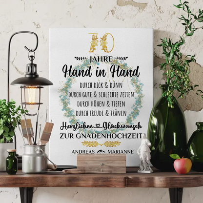 Personalisierte Leinwand Geschenk zur Gnadenhochzeit 70 Hochzeitstag 3