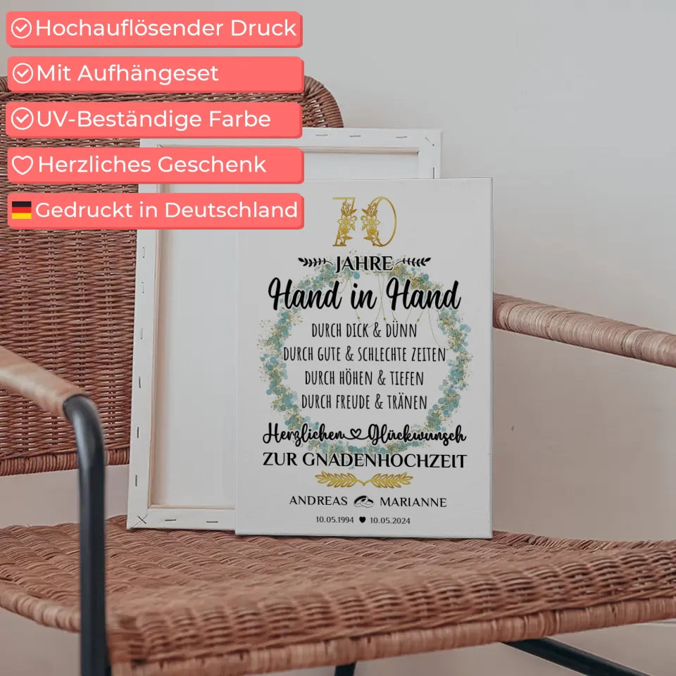Personalisierte Leinwand Geschenk zur Gnadenhochzeit 70 Hochzeitstag 5