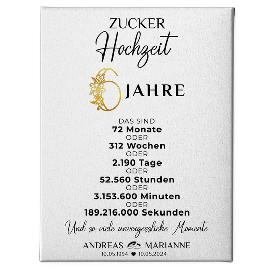 Personalisierte Leinwand Geschenke zur Zuckerhochzeit Momente 6