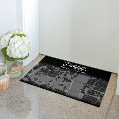 Personalisierte Fußmatte Stadtkarte Schwarz für Daheim gestalten 3