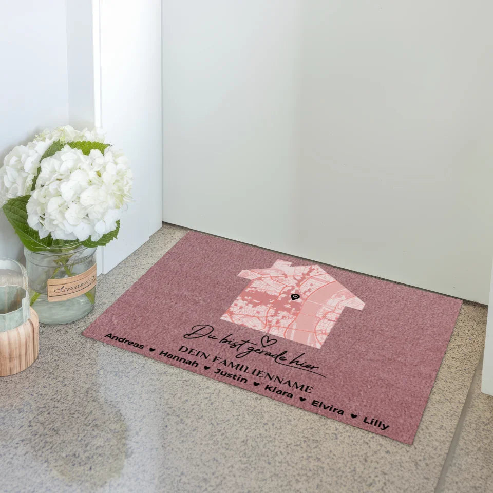 Fußmatte personalisiert Familie Stadtkarte Du bist gerade hier Rosa 3