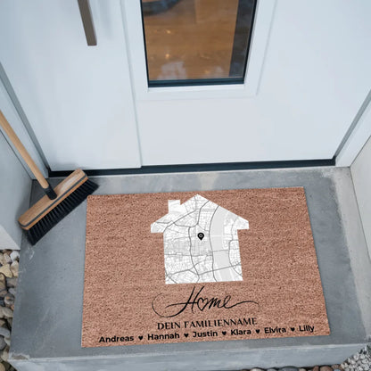 Familien Fussmatte mit Namen Dunkelbraun Stadt Karte Home 2