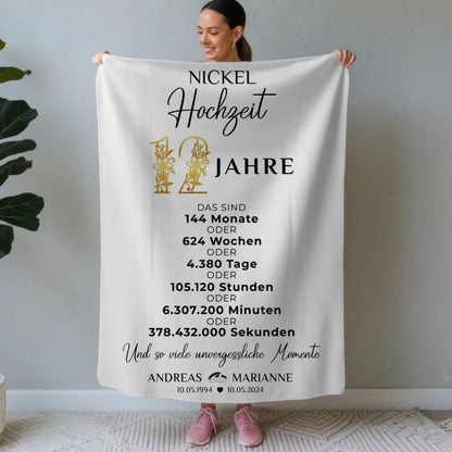 Personalisierte Decke Geschenk zum 12 Hochzeitstag zur Nickelhochzeit