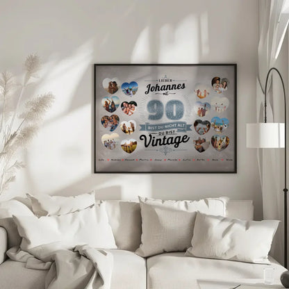 Poster Geschenk 90 Geburstag Du bist Vintage mit Name