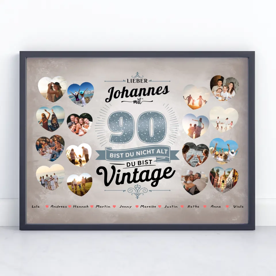 Poster Geschenk 90 Geburstag Du bist Vintage mit Name