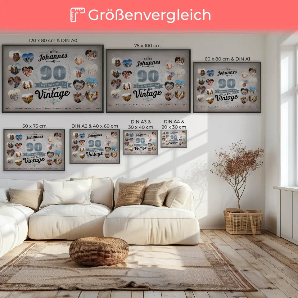 Poster Geschenk 90 Geburstag Du bist Vintage mit Name