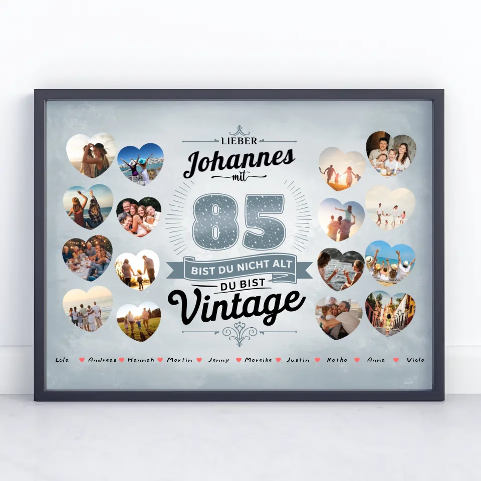 Poster Geschenk personalisiert 85 Geburstag Nicht alt sondern Vintage mit Name