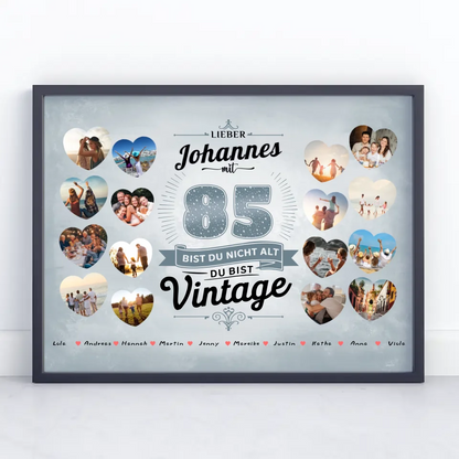 Poster Geschenk personalisiert 85 Geburstag Nicht alt sondern Vintage mit Name