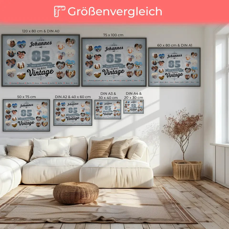 Poster Geschenk personalisiert 85 Geburstag Nicht alt sondern Vintage mit Name