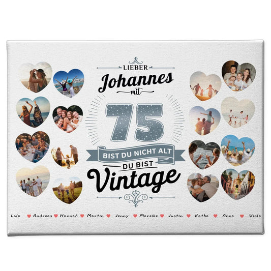 Personalisierte Leinwand 75 Geburstag Nicht alt sondern Vintage mit Name 1