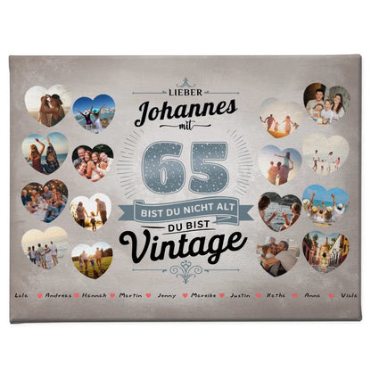 Leinwand zum 65 Geburstag Nicht alt sondern Vintage mit Name