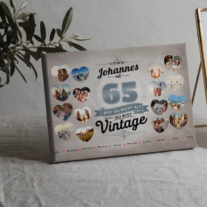 Leinwand zum 65 Geburstag Nicht alt sondern Vintage mit Name