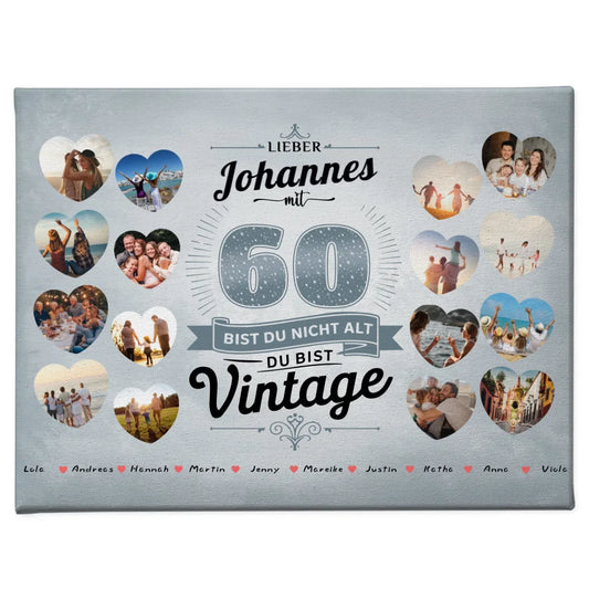 Geschenk Leinwand personalisiert 60 Geburstag Du bist Vintage mit Name 1