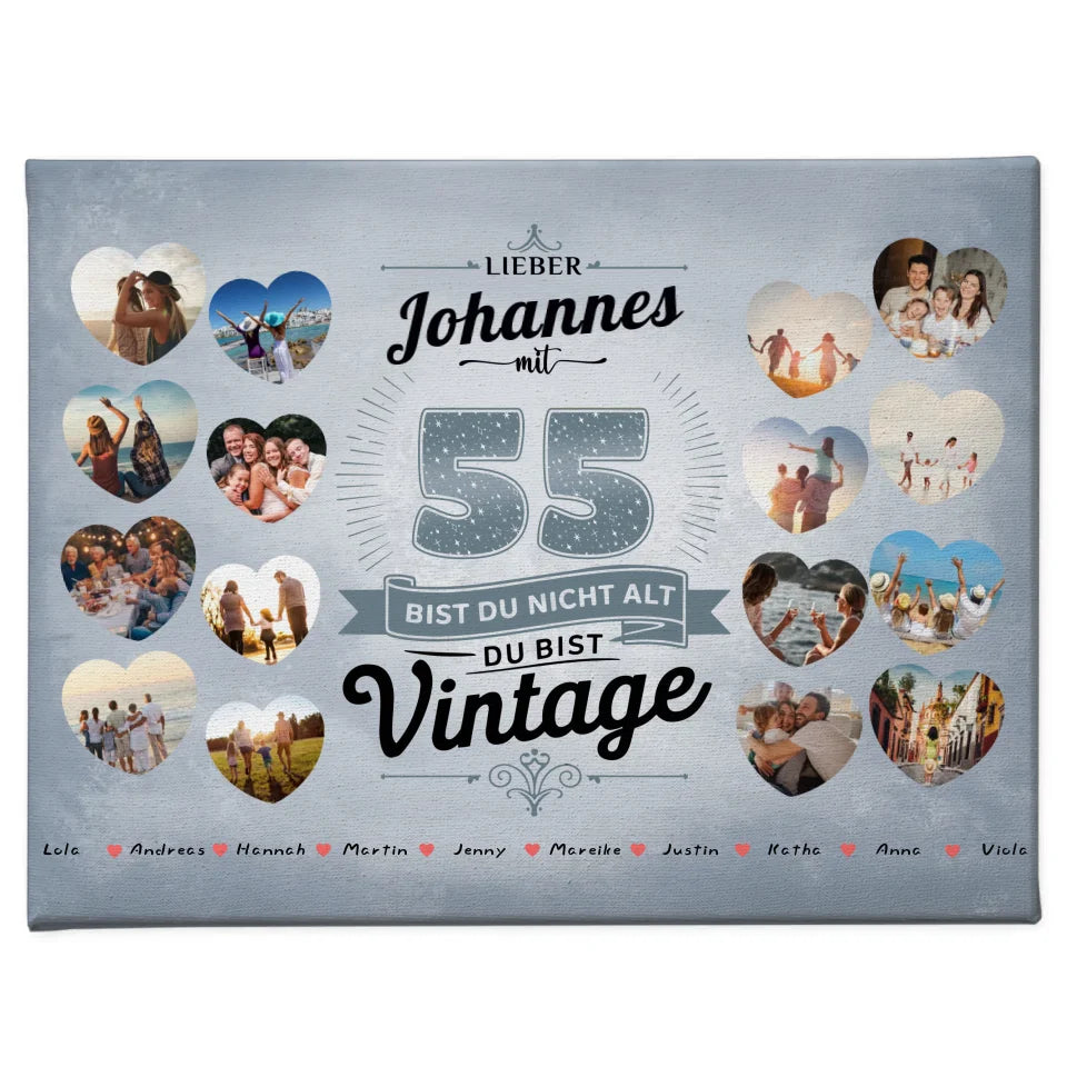 Leinwand Geschenk 55 Geburstag Nicht alt sondern Vintage mit Name