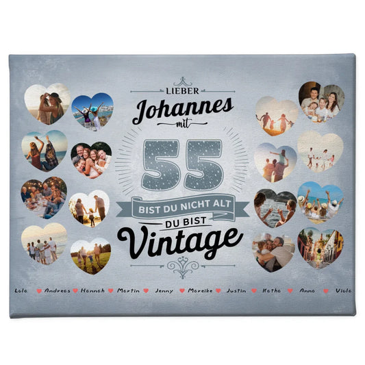 Leinwand Geschenk 55 Geburstag Nicht alt sondern Vintage mit Name 1