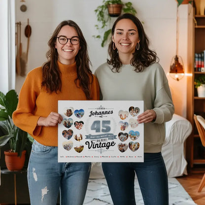 Geschenk Leinwand individuell 45 Geburstag Nicht alt sondern Vintage mit Name 2