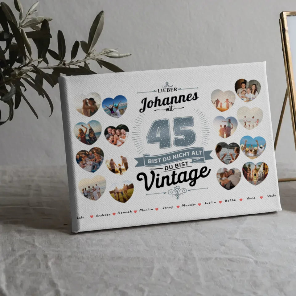 Geschenk Leinwand individuell 45 Geburstag Nicht alt sondern Vintage mit Name 5