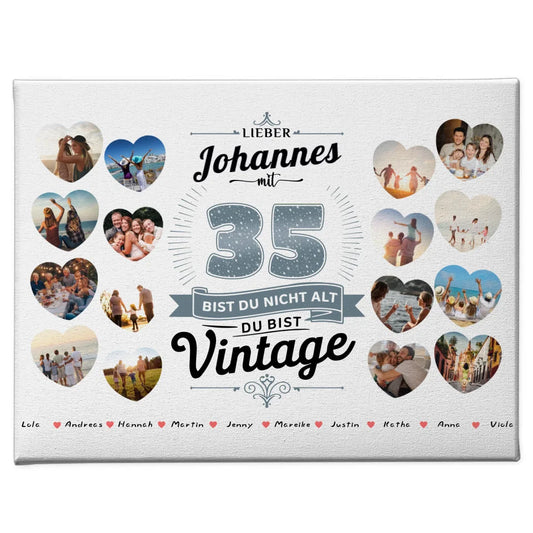Leinwand Geschenk zum 35 Geburstag Nicht alt sondern Vintage mit Name 1