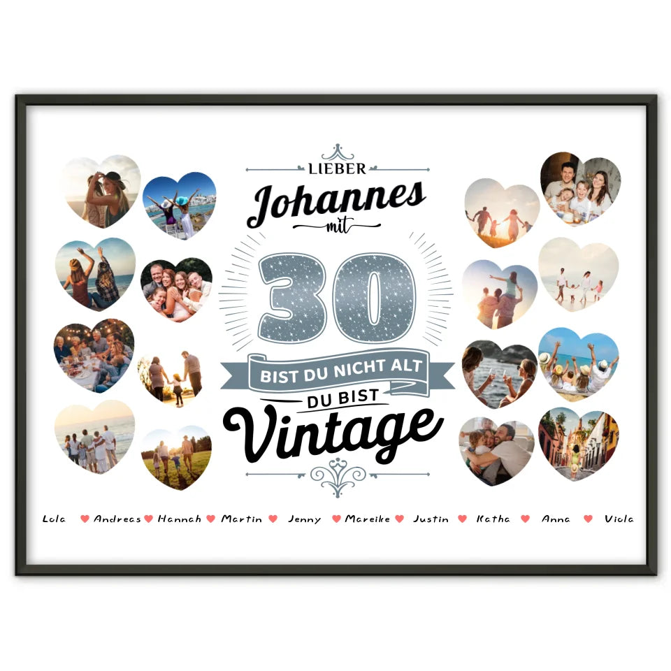 Poster Geschenk personalisiert 30 Geburstag Du bist Vintage mit Name