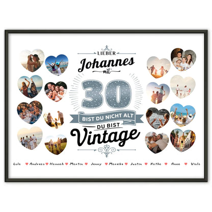 Poster Geschenk personalisiert 30 Geburstag Du bist Vintage mit Name