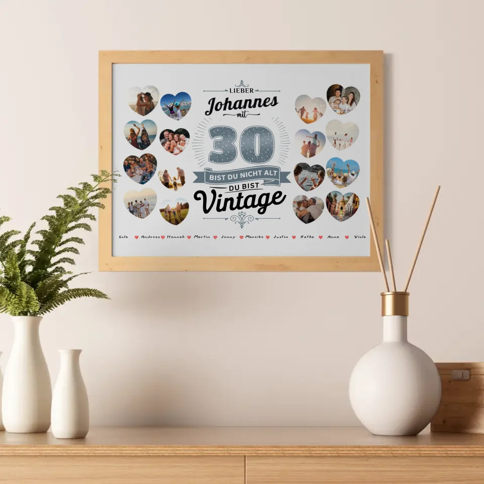 Poster Geschenk personalisiert 30 Geburstag Du bist Vintage mit Name