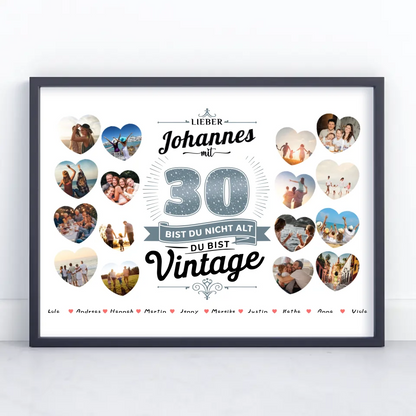 Poster Geschenk personalisiert 30 Geburstag Du bist Vintage mit Name