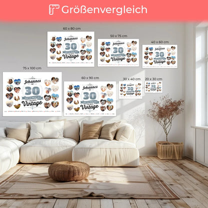 Leinwand Geschenk personalisiert 30 Geburstag Du bist Vintage mit Name