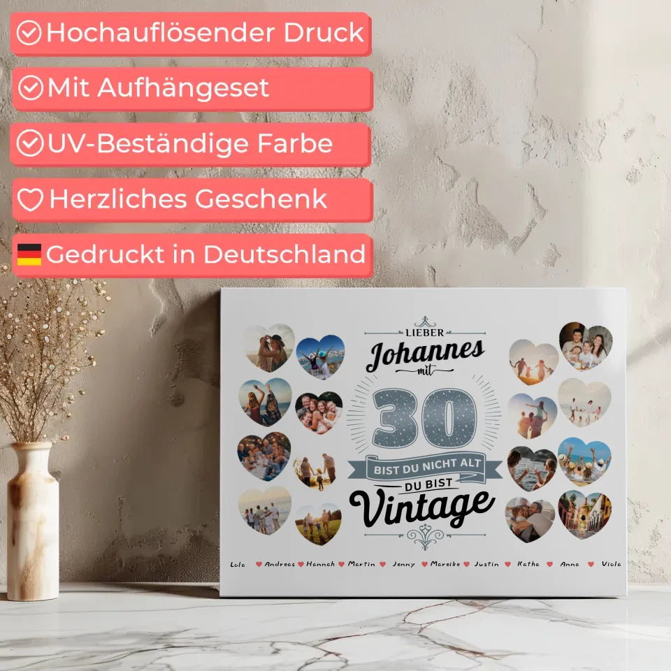 Leinwand Geschenk personalisiert 30 Geburstag Du bist Vintage mit Name