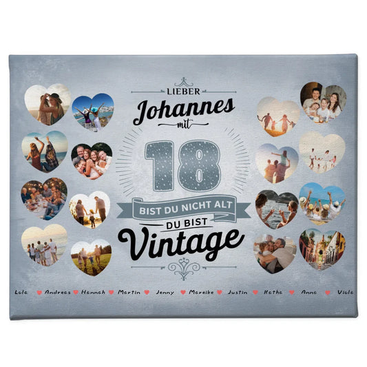 Personalisierte Leinwand 18 Geburstag Nicht alt sondern Vintage 1