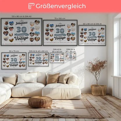 Poster Geschenk personalisiert 30 Geburstag Du bist Vintage mit Name