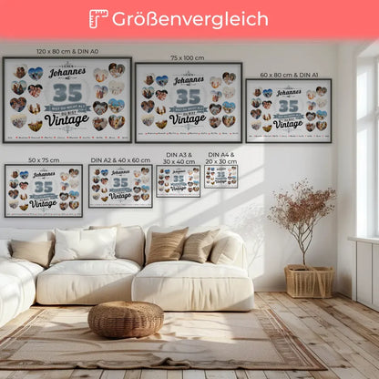 Poster Geschenk 35 Geburstag Nicht alt sondern Vintage mit Name