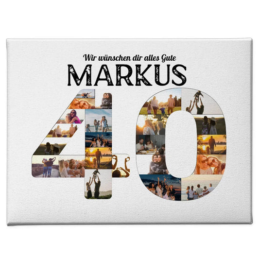 Leinwand Geschenk 40 Geburstag mit Name & Fotos in Zahlen 1