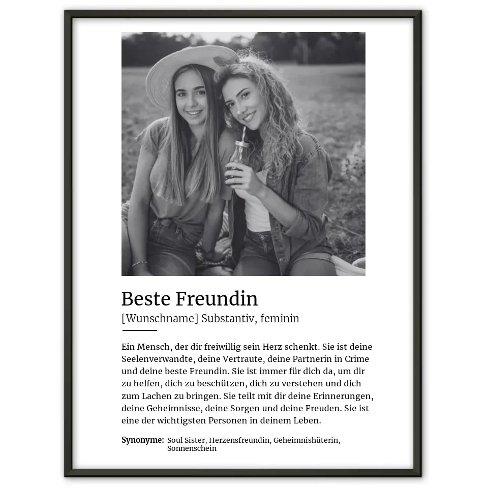 Personalisiertes Poster Definition Beste Freundin Mit Name und Foto