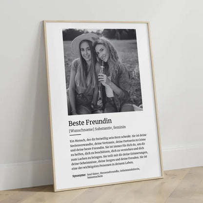 Personalisiertes Poster Definition Beste Freundin Mit Name und Foto