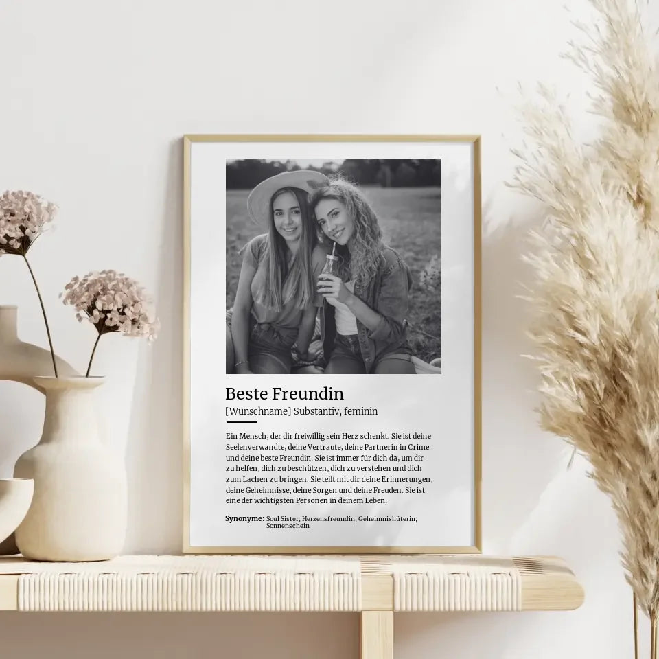 Personalisiertes Poster Definition Beste Freundin Mit Name und Foto