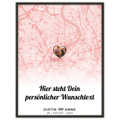 Personalisiert Stadtkarten Poster für Paare mit Wunschtext Jeder Moment
