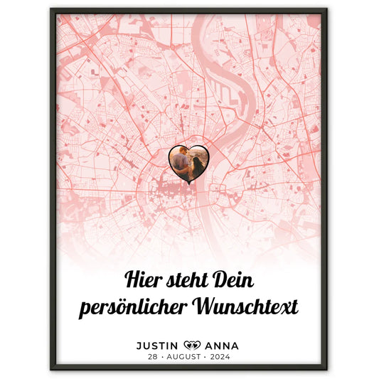 Personalisiert Stadtkarten Poster für Paare mit Wunschtext Jeder Moment