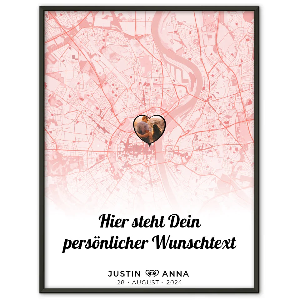 Personalisiert Stadtkarten Poster für Paare mit Wunschtext Jeder Moment