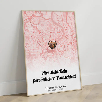 Personalisiert Stadtkarten Poster für Paare mit Wunschtext Jeder Moment