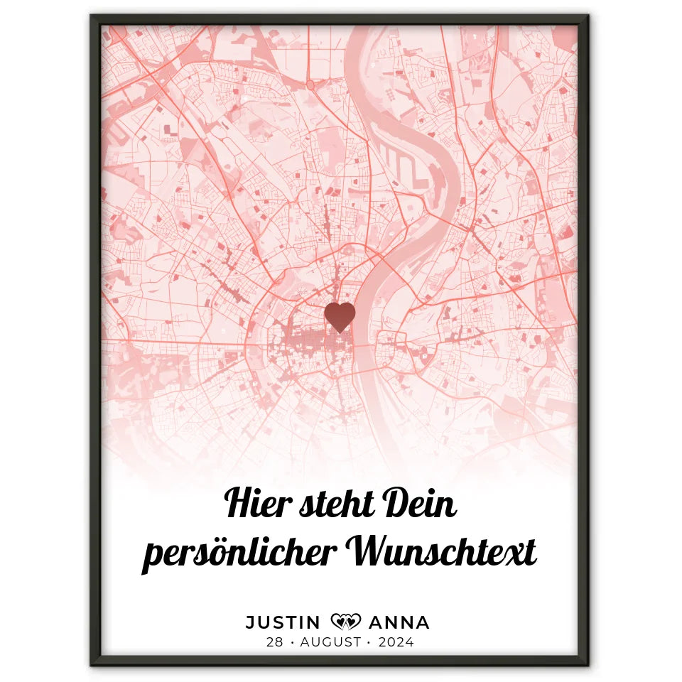 Personalisiert Stadtkarten Poster Paare Wunschtext Roserot Collect Moments Not Things