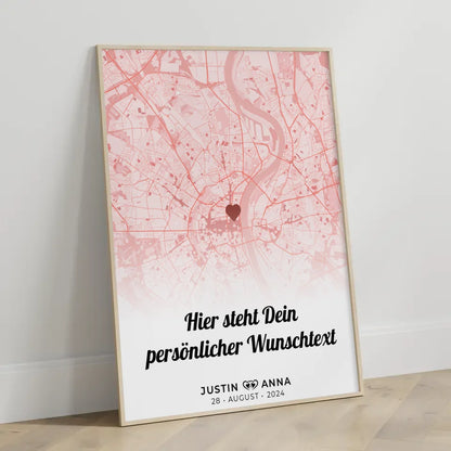 Personalisiert Stadtkarten Poster Paare Wunschtext Roserot Collect Moments Not Things