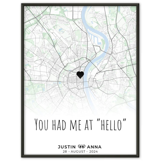 Personalisiert Stadtkarten Poster Paare You Had Me At Hello Natur Wo Alles Begann