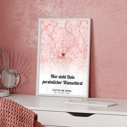 Personalisiert Stadtkarten Poster Paare Wunschtext Roserot Collect Moments Not Things