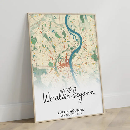 Personalisiert Stadtkarten Poster Paare Wo Alles Begann Retro Geschenk