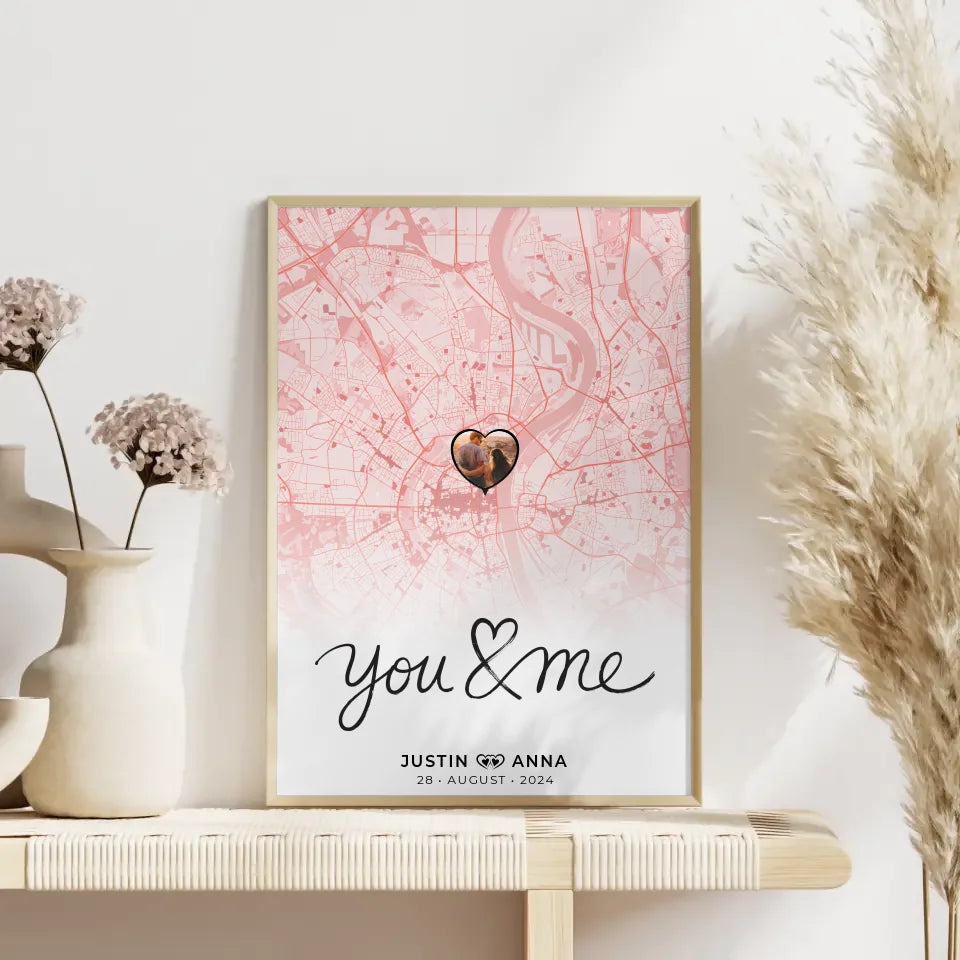 Stadkarten Poster Paare You & Me Roserot Wo Alles Begann