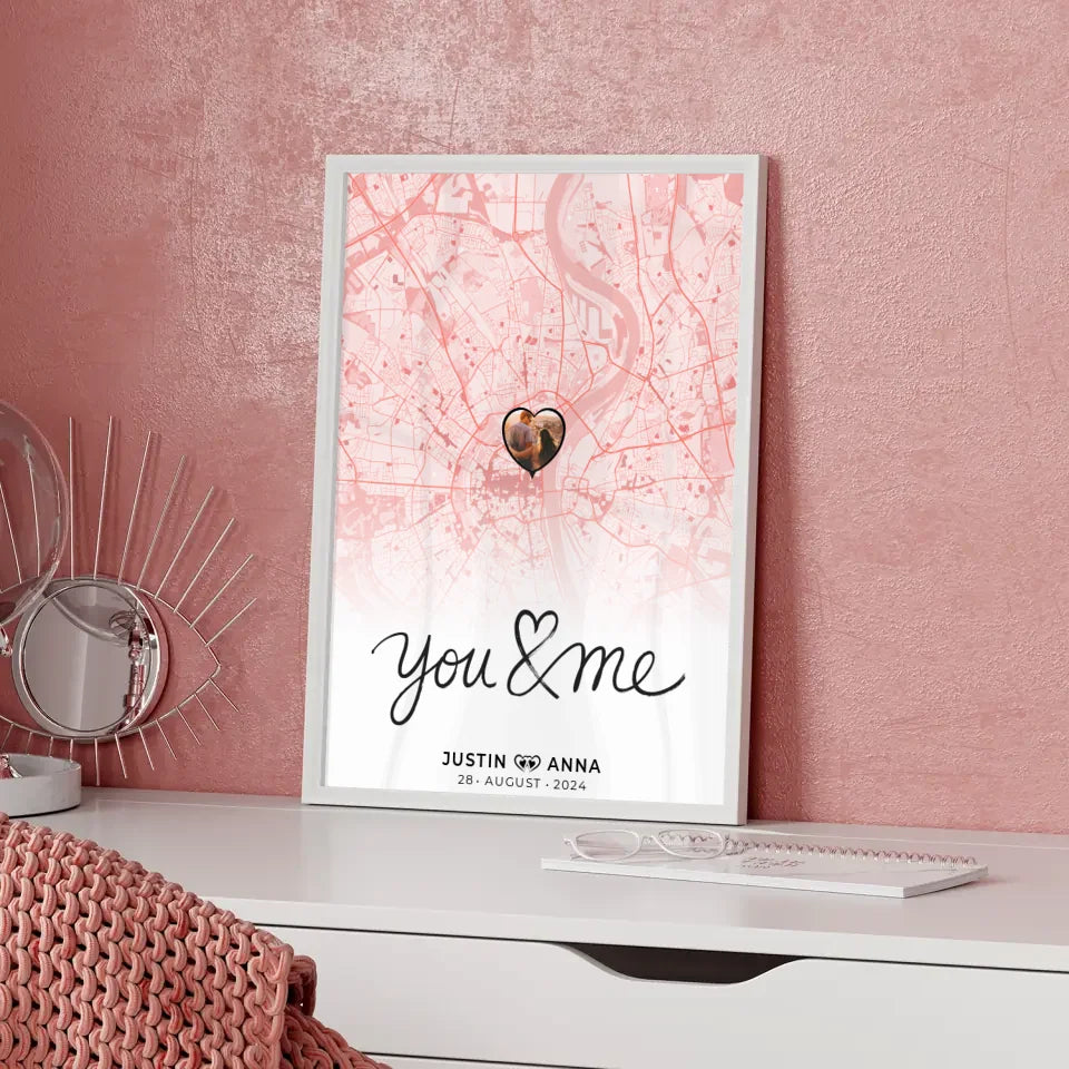 Stadkarten Poster Paare You & Me Roserot Wo Alles Begann